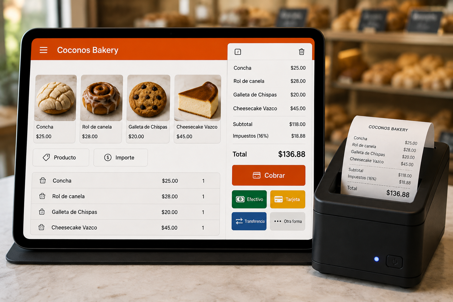 Coconos Bakery point of sale and payments software